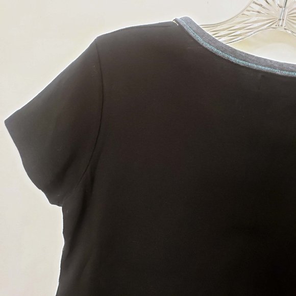 Skinny Minnie Women's Floral V Neck Short Sleeve Studded Shirt Top Blouse - Picture 7 of 10